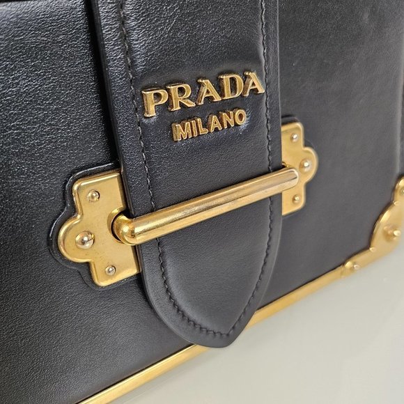 Prada Cahier Medium Black Leather Cross Body Bag - Picture 4 of 10